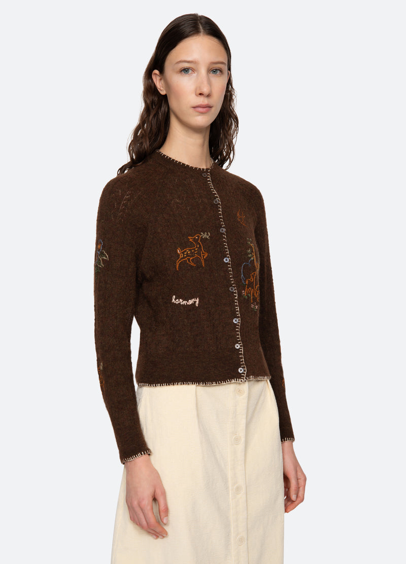 brown-martha cardigan-three quarter view - 6