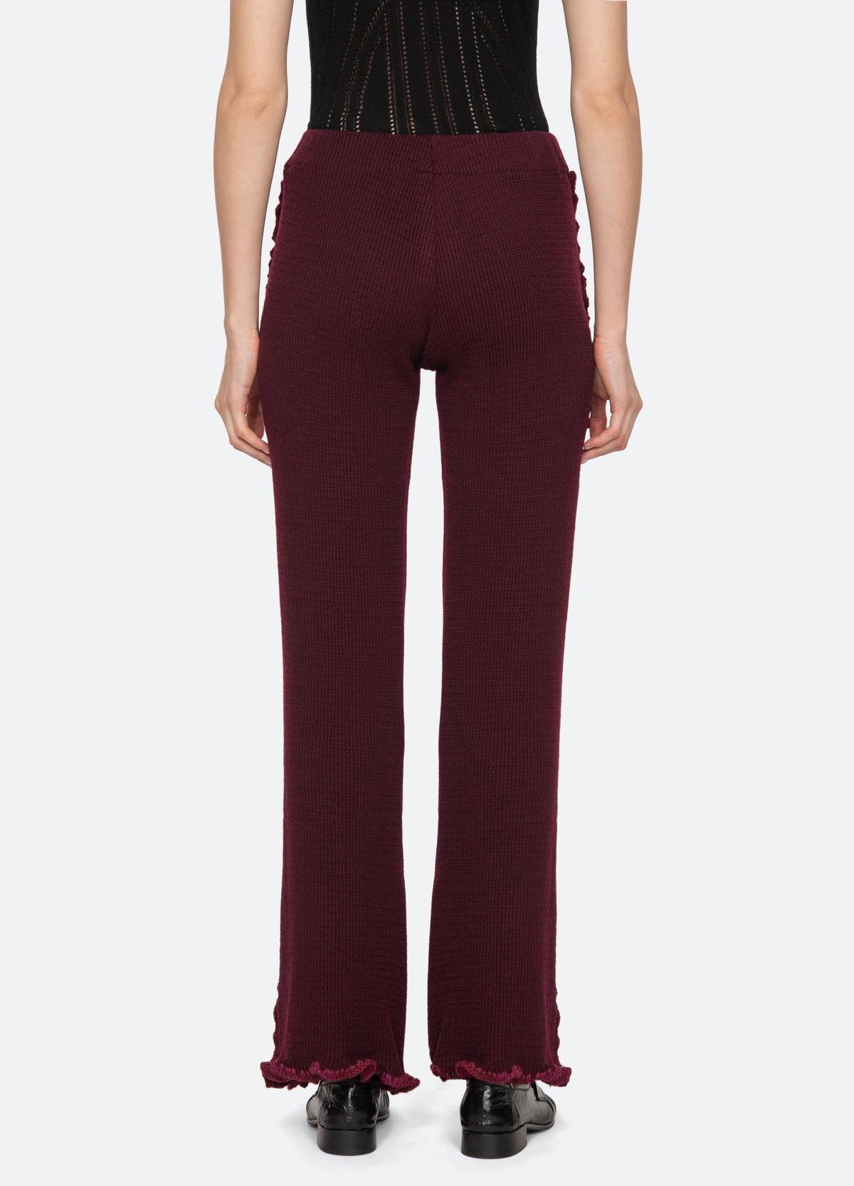 burgundy-clare pants-back view - 3