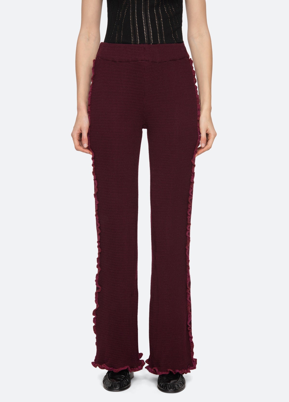 burgundy-clare pants-front view - 2