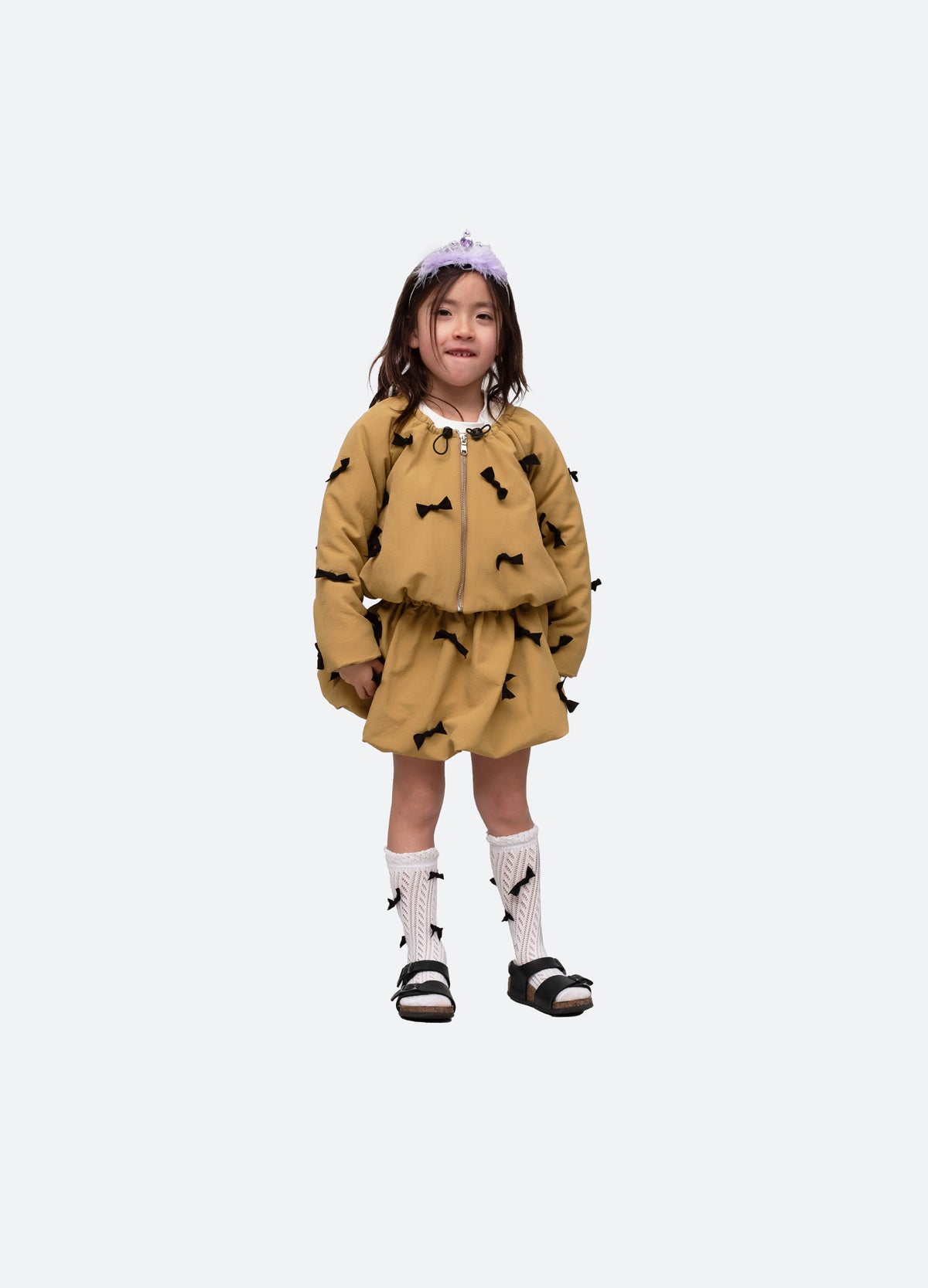 khaki-lucienne kids jacket-full body view - 2