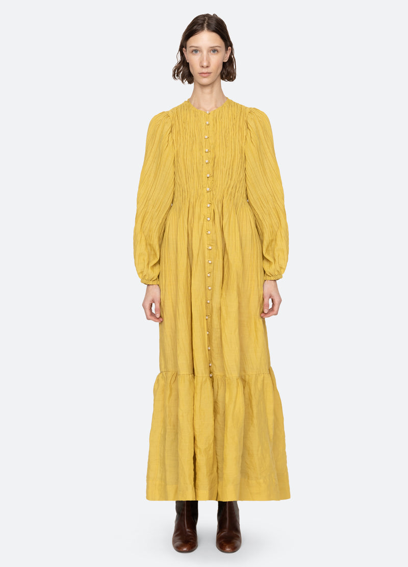 chartreuse-anise l/s dress-front view - 9