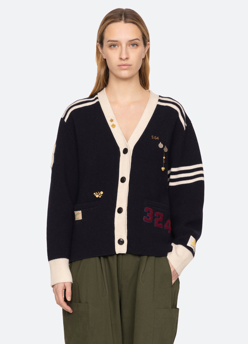 navy-arther cardigan-front view - 2