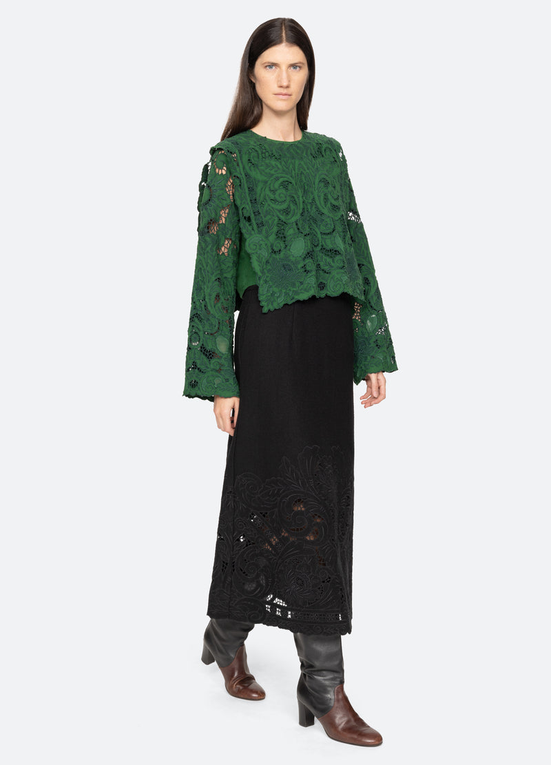 black-ceci midi skirt-full body view - 2