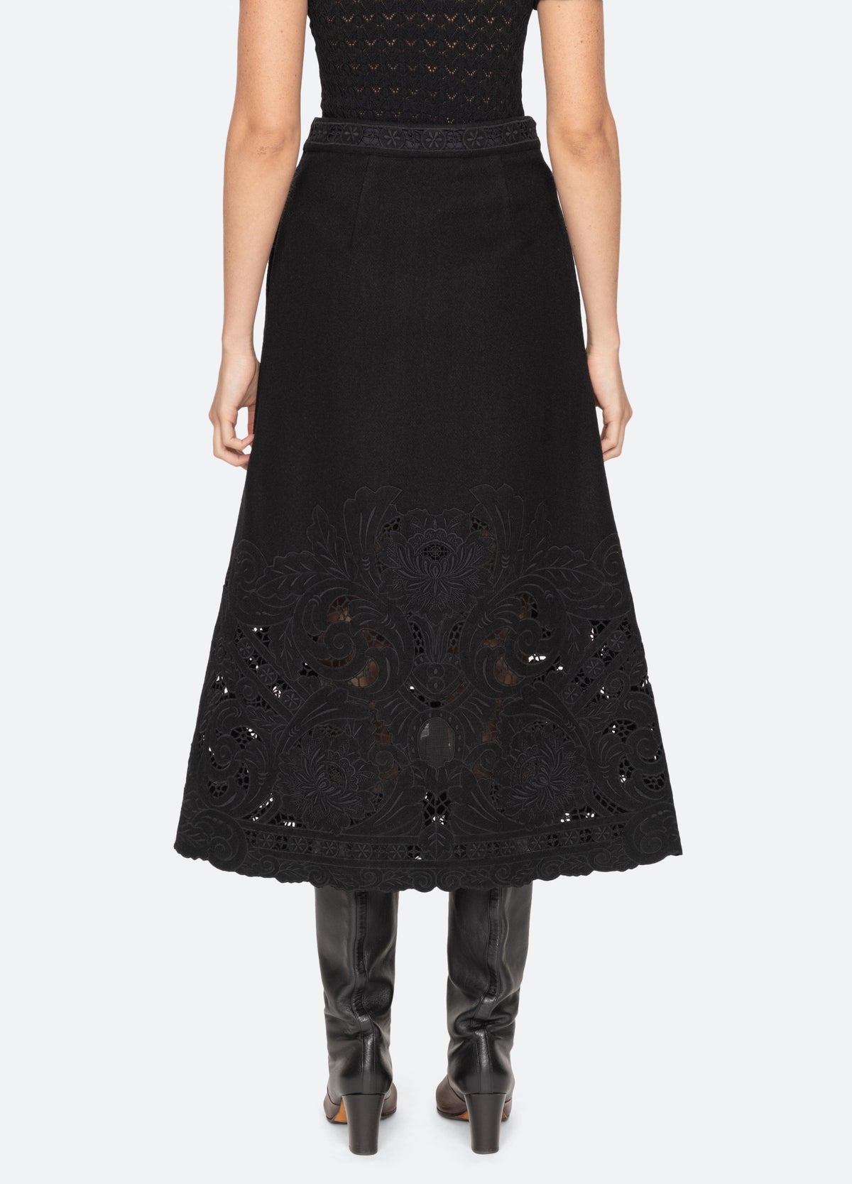 black-ceci midi skirt-back view - 3