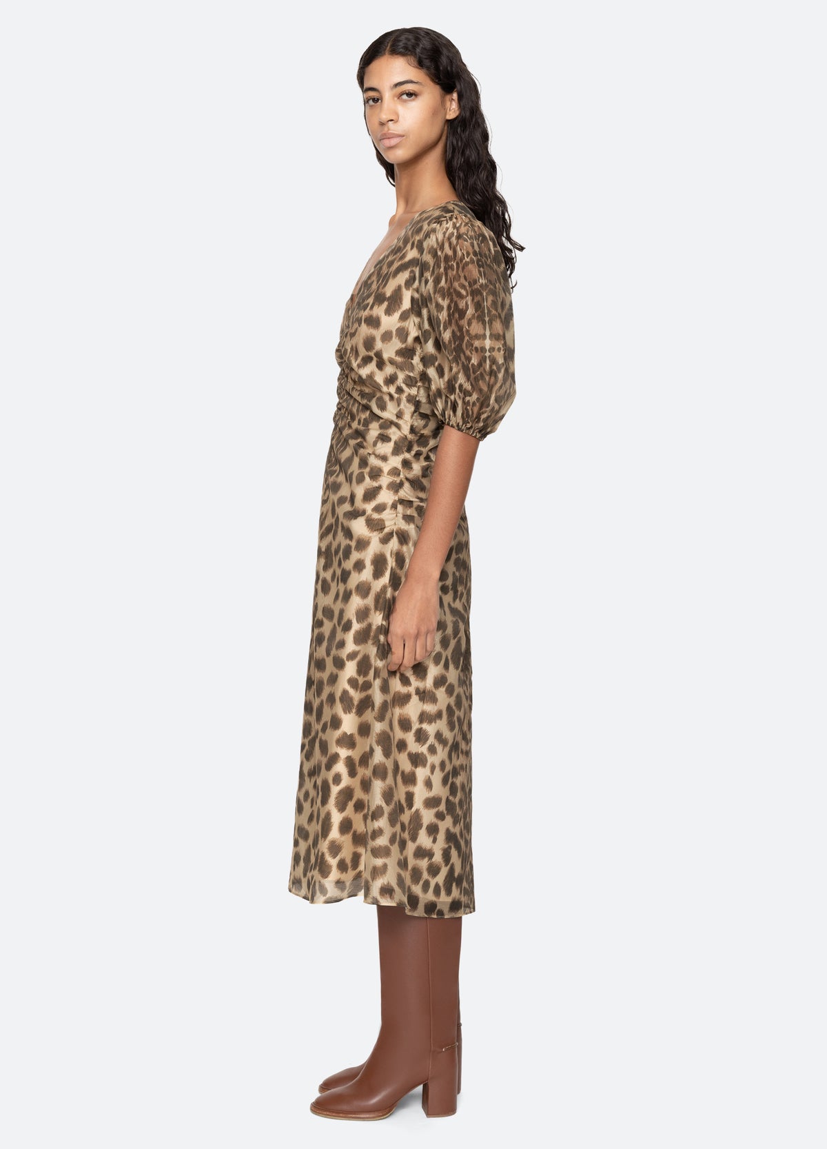 Claude Print Puff Sleeve Midi Dress 8 / Cream Claude Print Puff Sleeve Midi Dress 8 / Cream