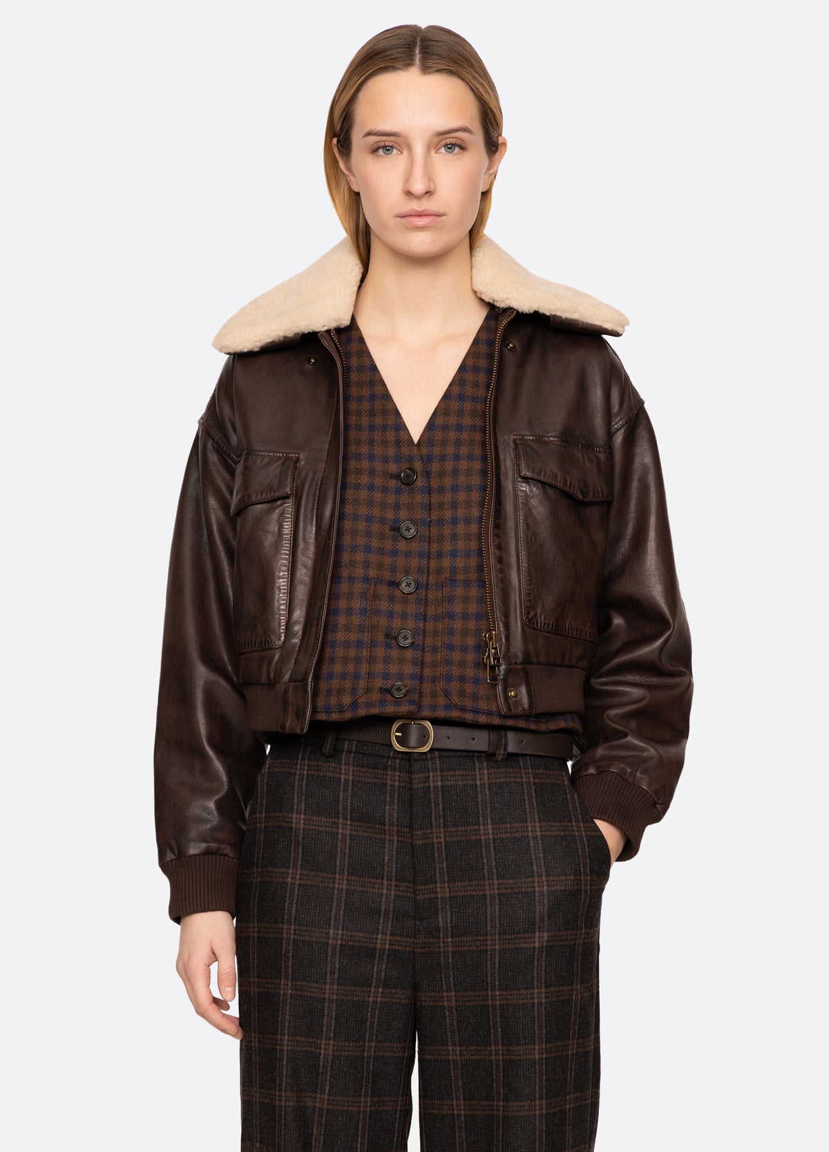 chocolate-lenoir bomber jacket-front view 2 - 7