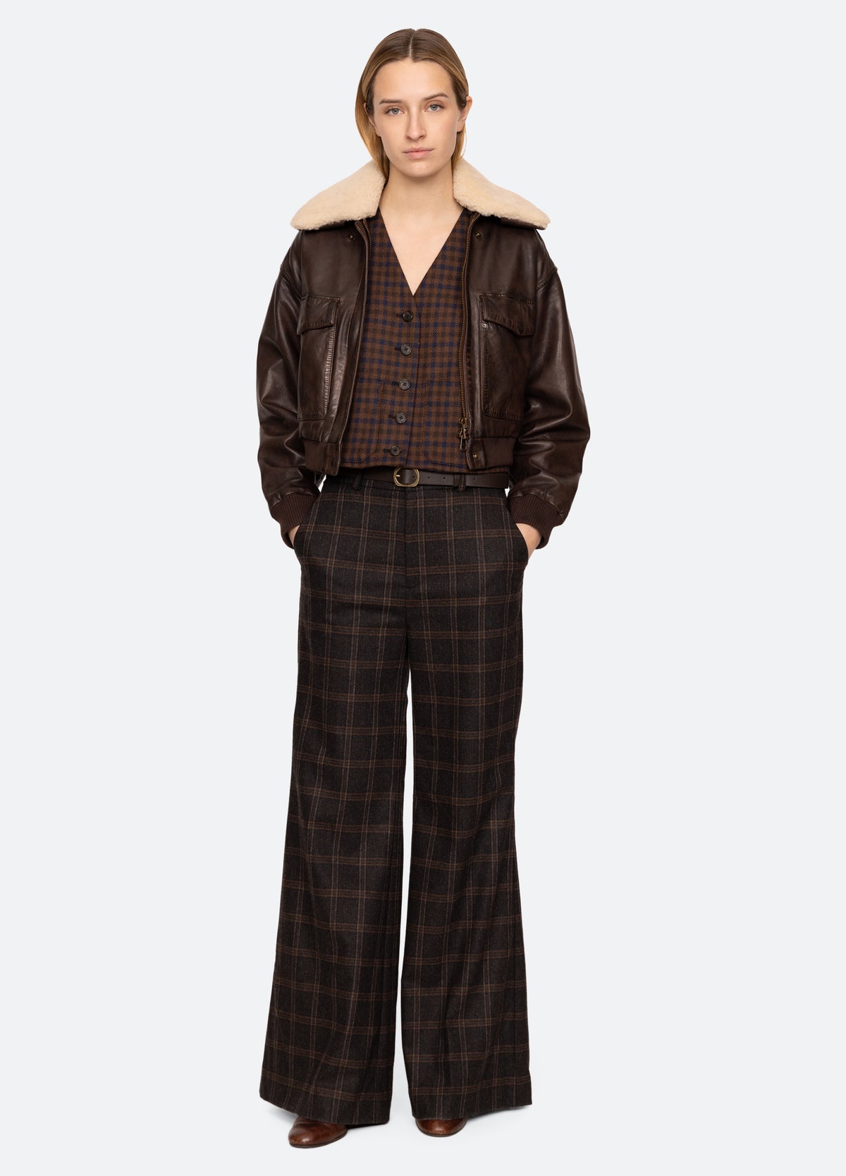 chocolate-lenoir bomber jacket-full body view - 10