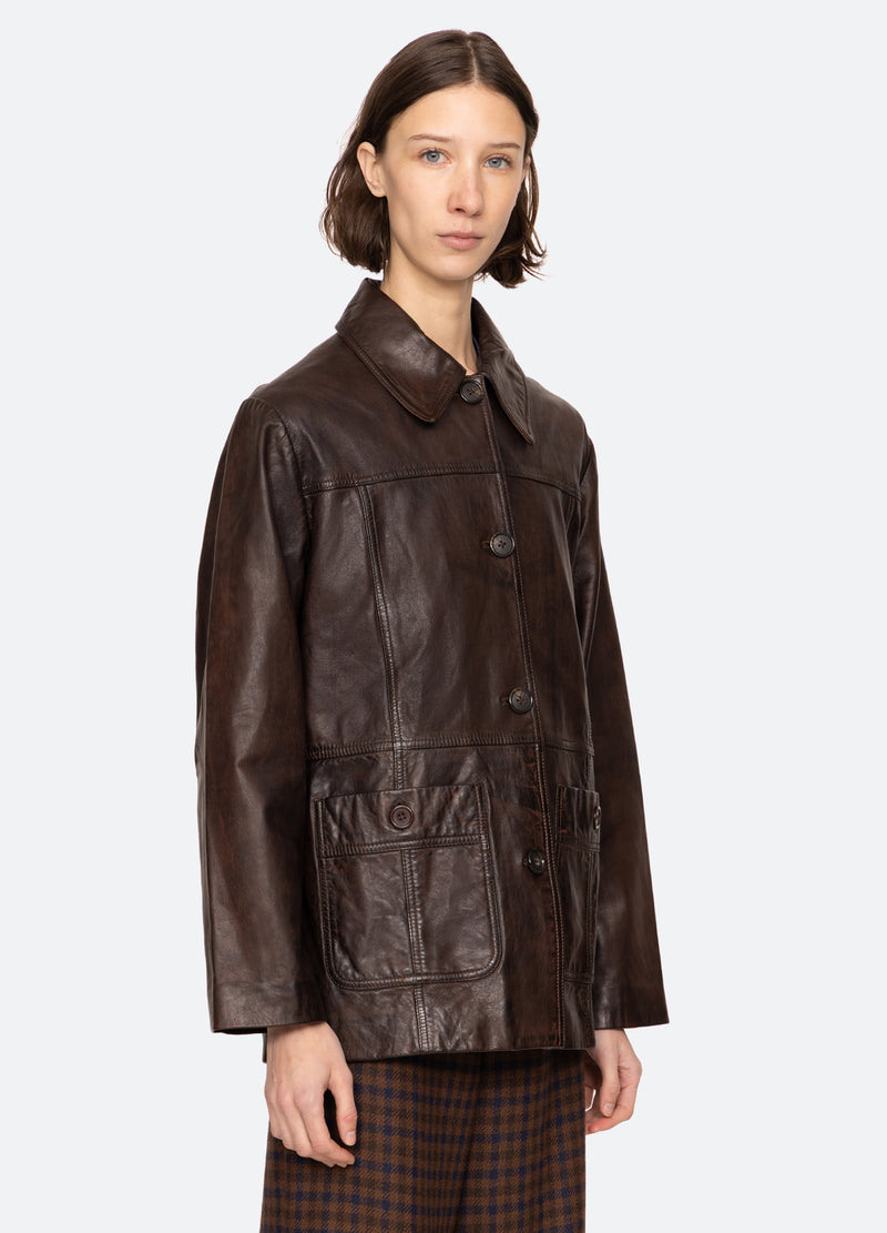 chocolate-lenoir jacket-three quarter view - 5