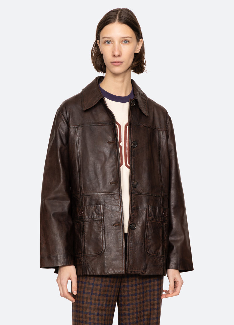 chocolate-lenoir jacket-front view 2 - 6