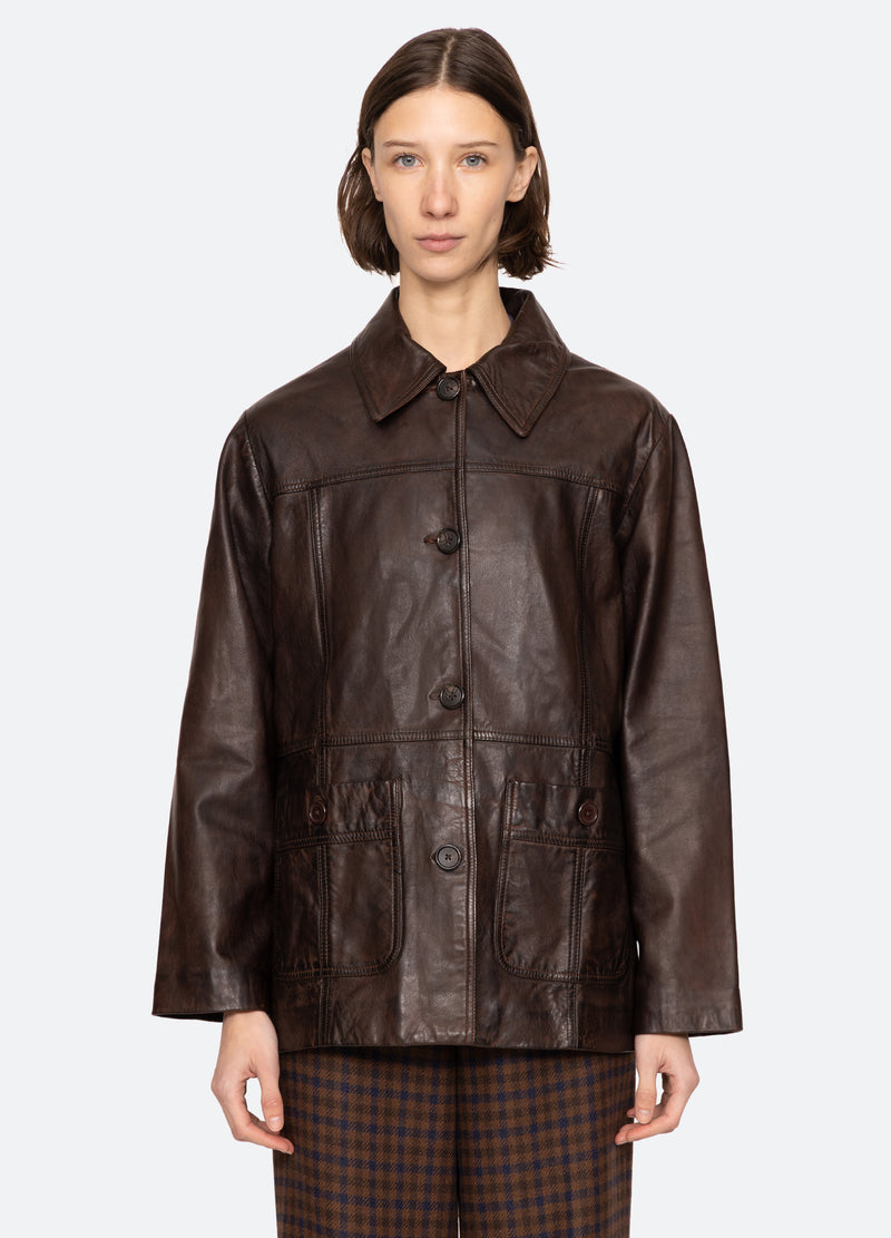 chocolate-lenoir jacket-front view 3 - 7