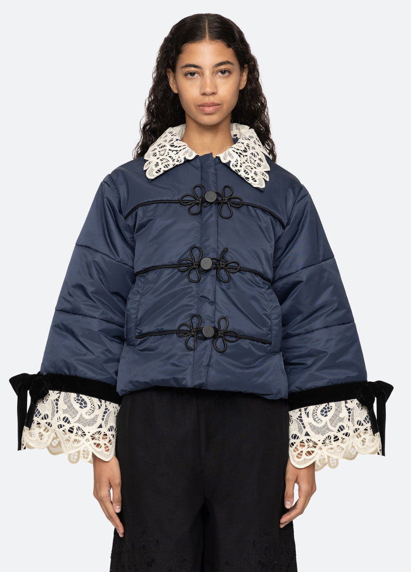 navy-medina puffer-front view - 6