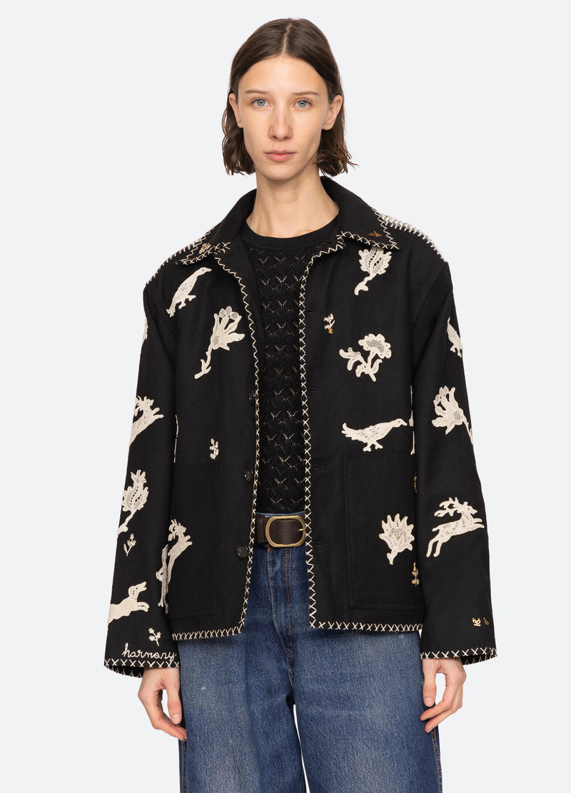 black-mika jacket-front view - 3