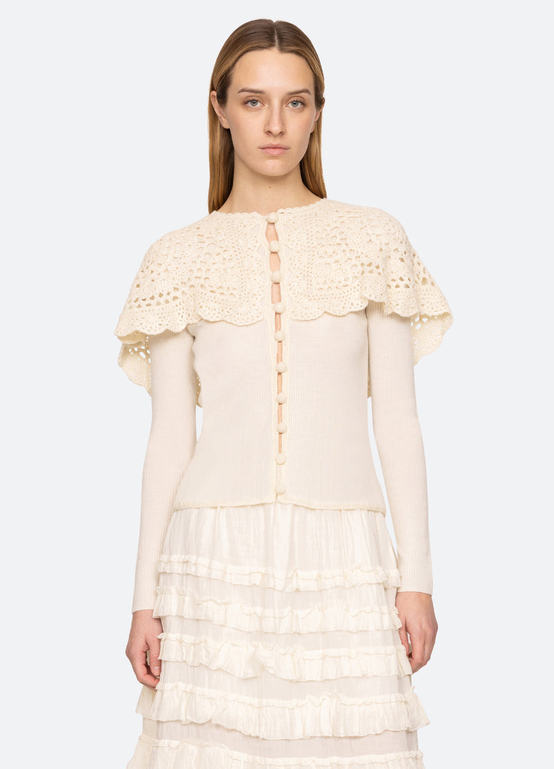 cream-nara cardigan-front view - 1