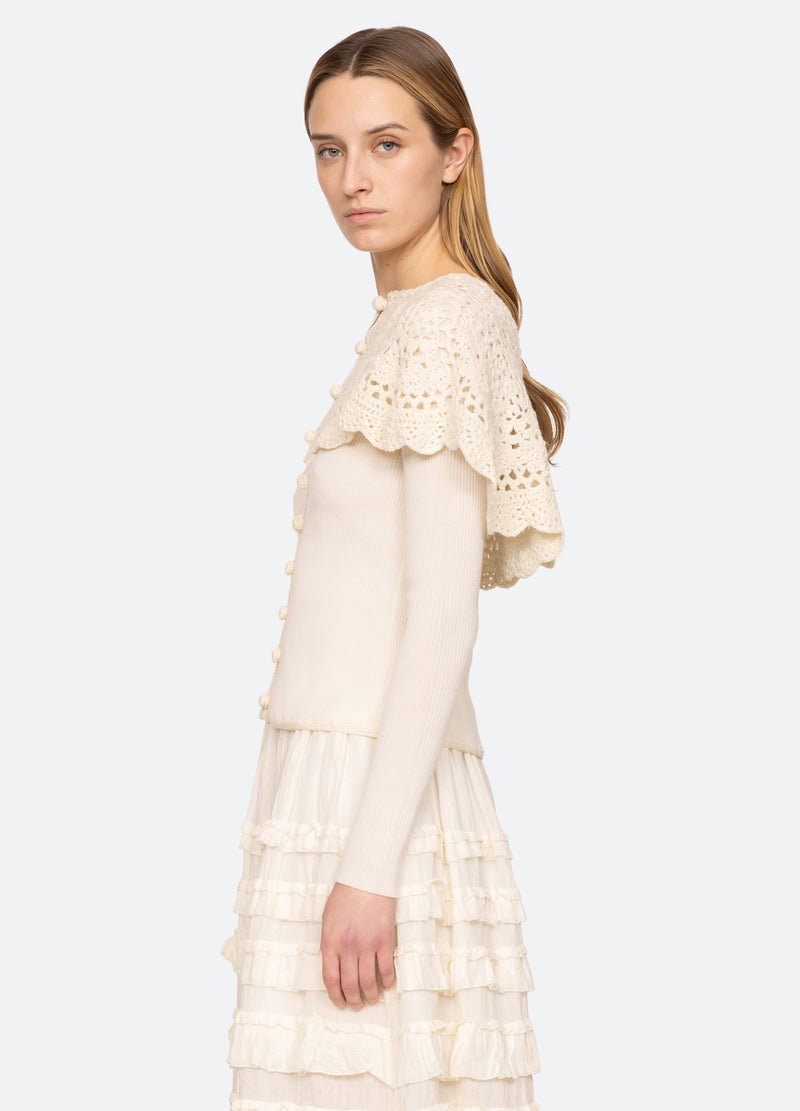 cream-nara cardigan-side view - 3