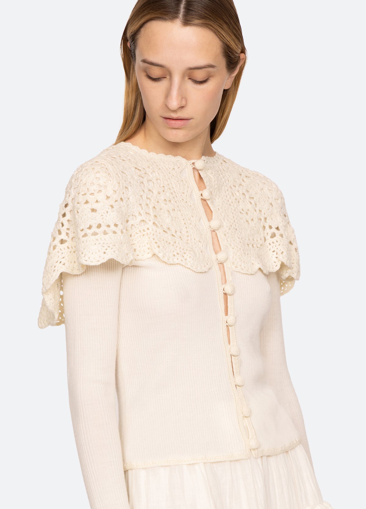 cream-nara cardigan-detail view - 6