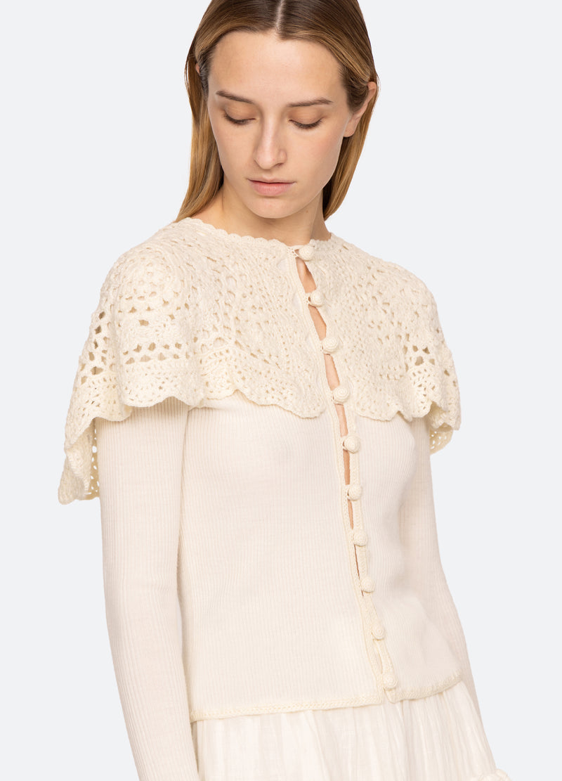 cream-nara cardigan-detail view - 6