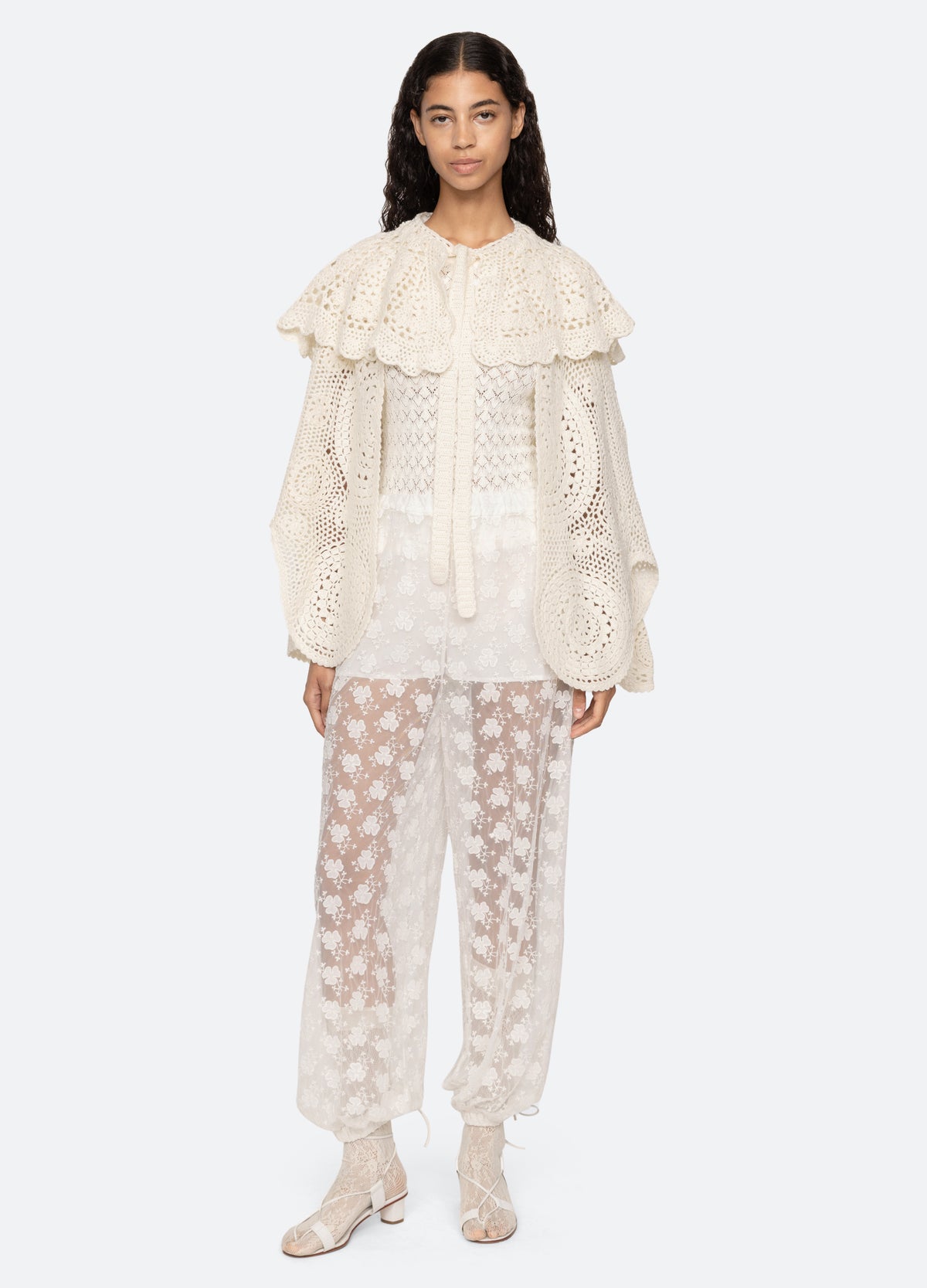 cream-nara cape-full body view - 8