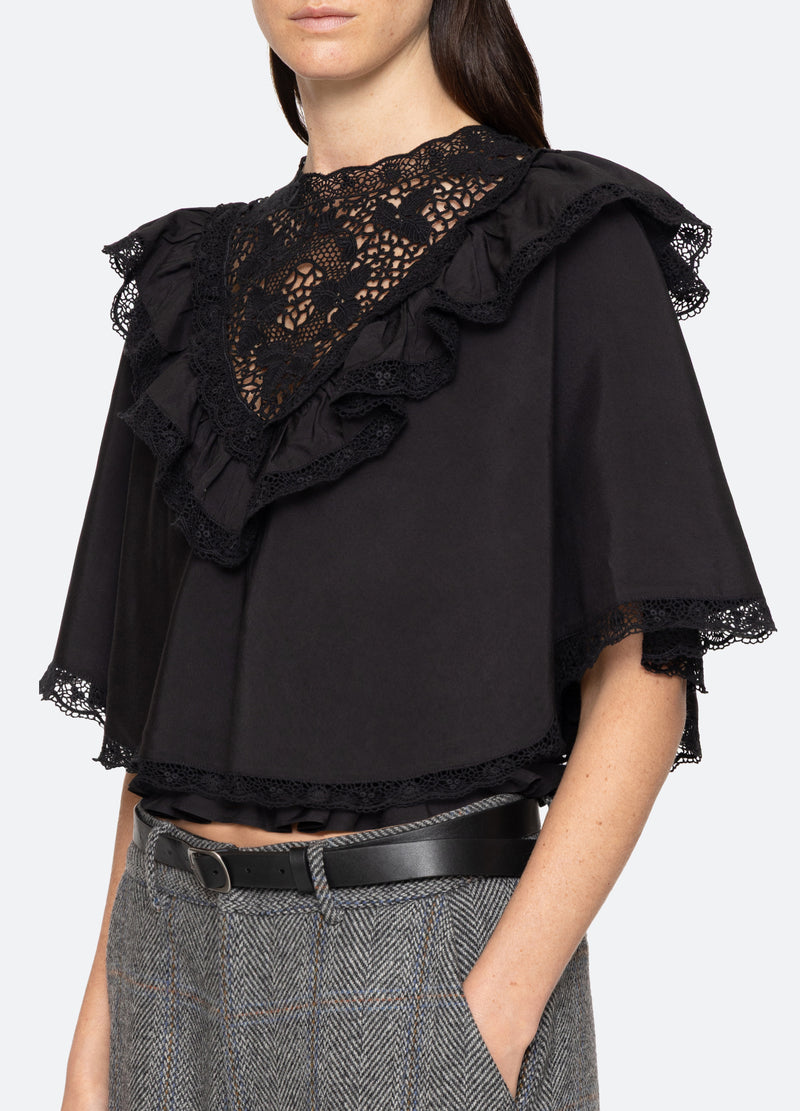 black-shanna capelet top-detail view - 6