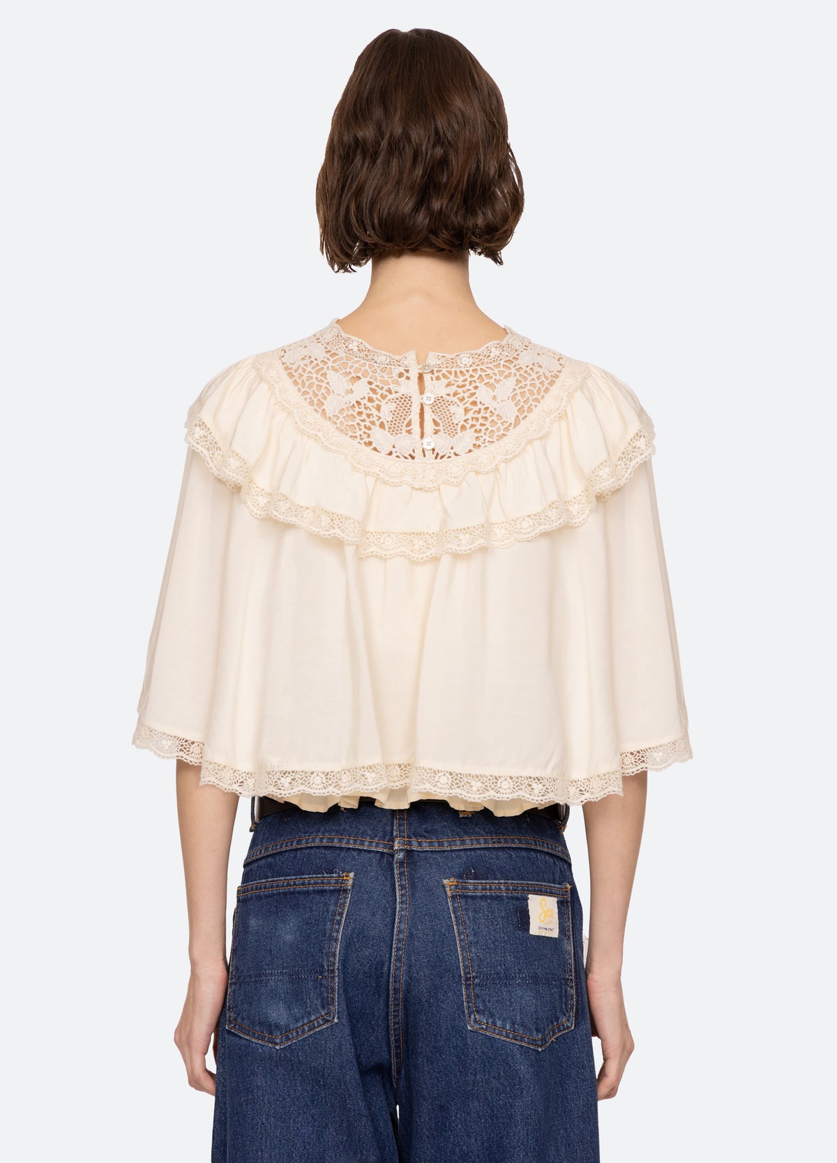 cream-shanna capelet top-back view - 9