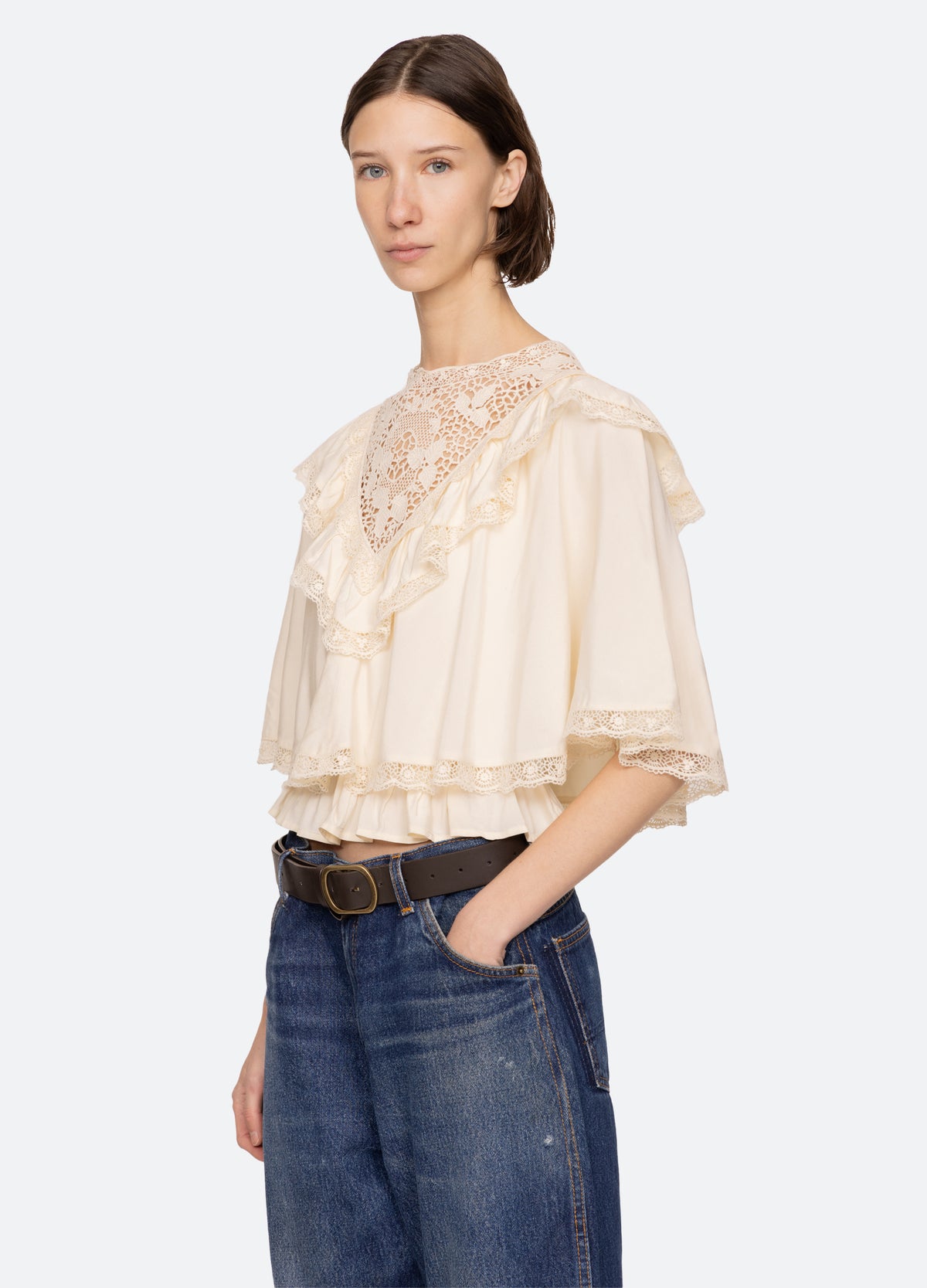 cream-shanna capelet top-three quarter view - 11