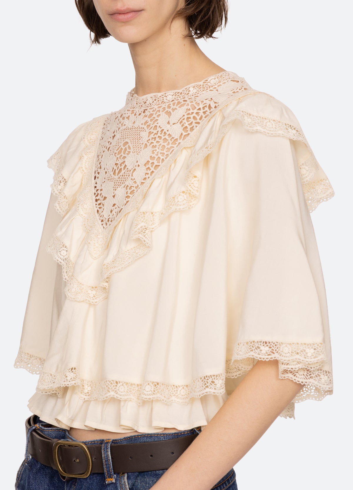 cream-shanna capelet top-detail view - 15
