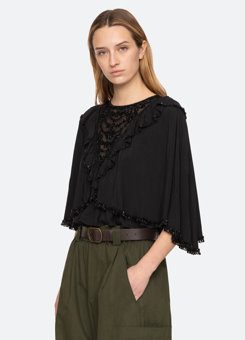 black-shanna beaded top-three quarter view - 6