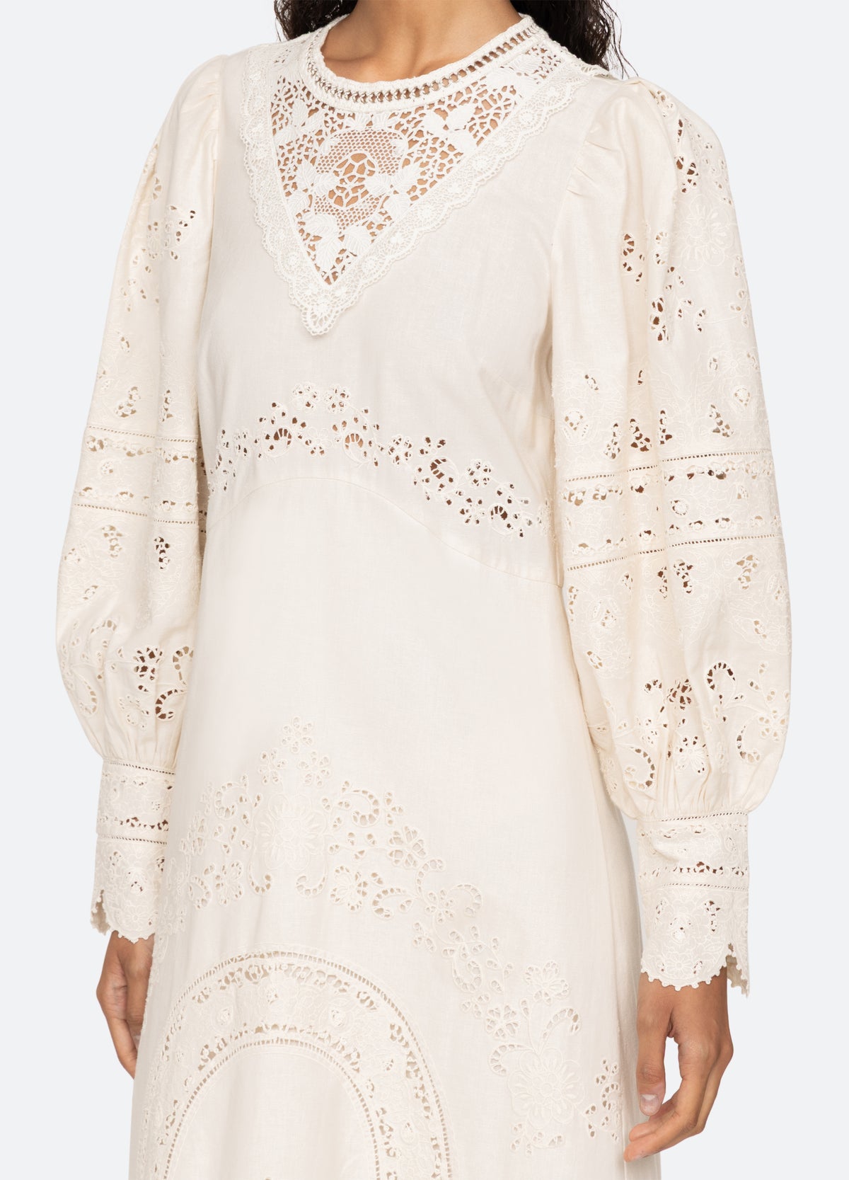 cream-shanna dress-detail view - 7