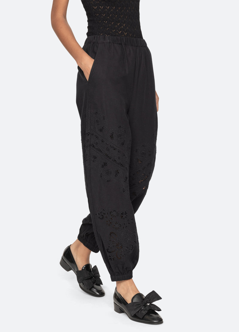 black-shanna pants-walking view - 1