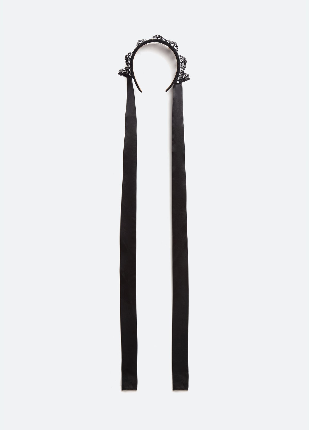 black-inez pearl headband-flat view - 4