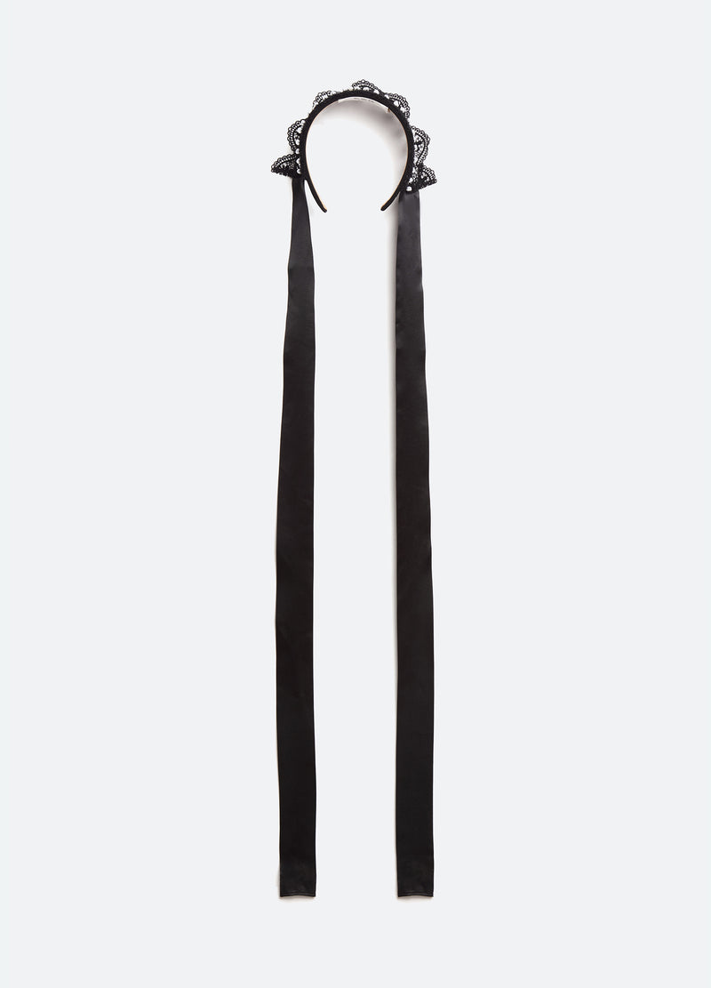 black-inez pearl headband-flat view - 4