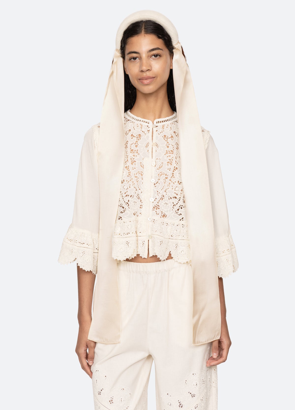 cream-inez knitted headband-full body view 2 - 5