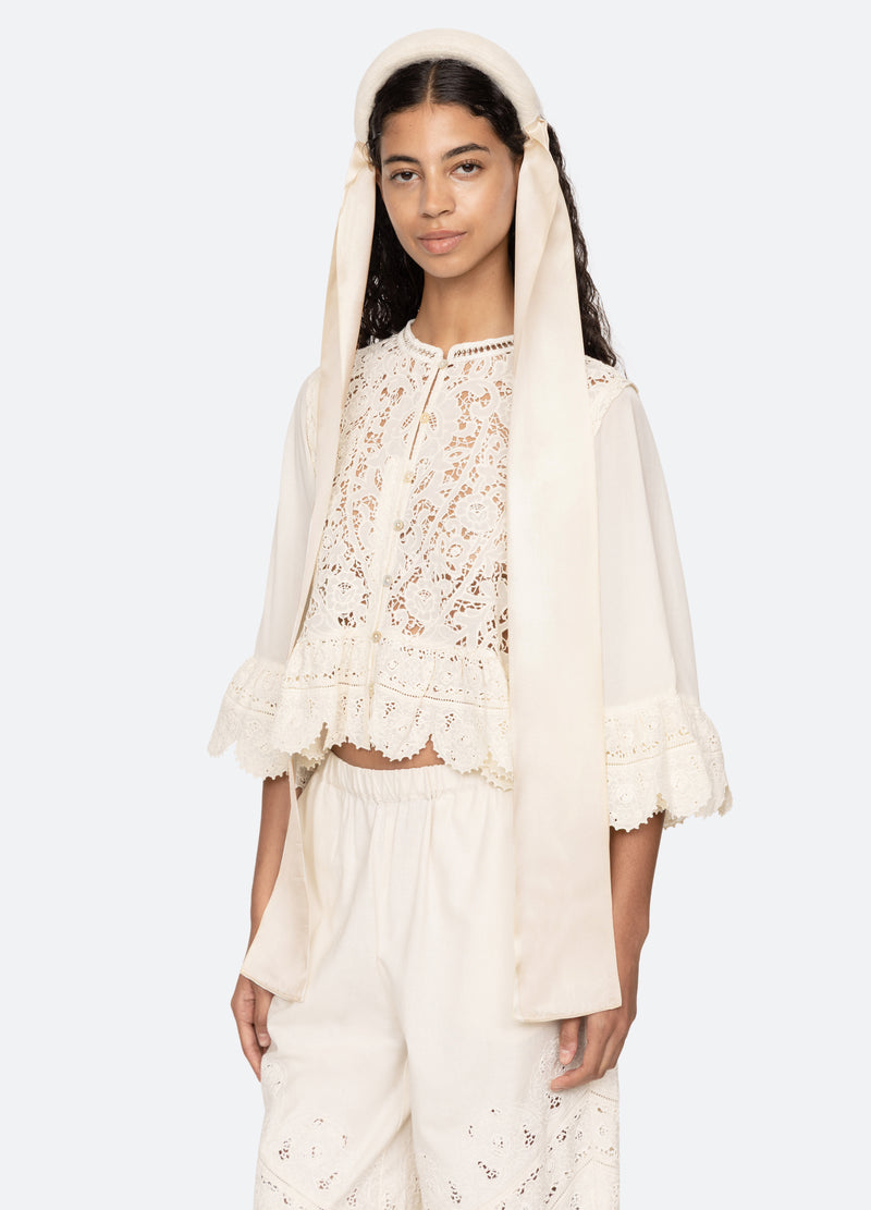 cream-inez knitted headband-full body view - 4