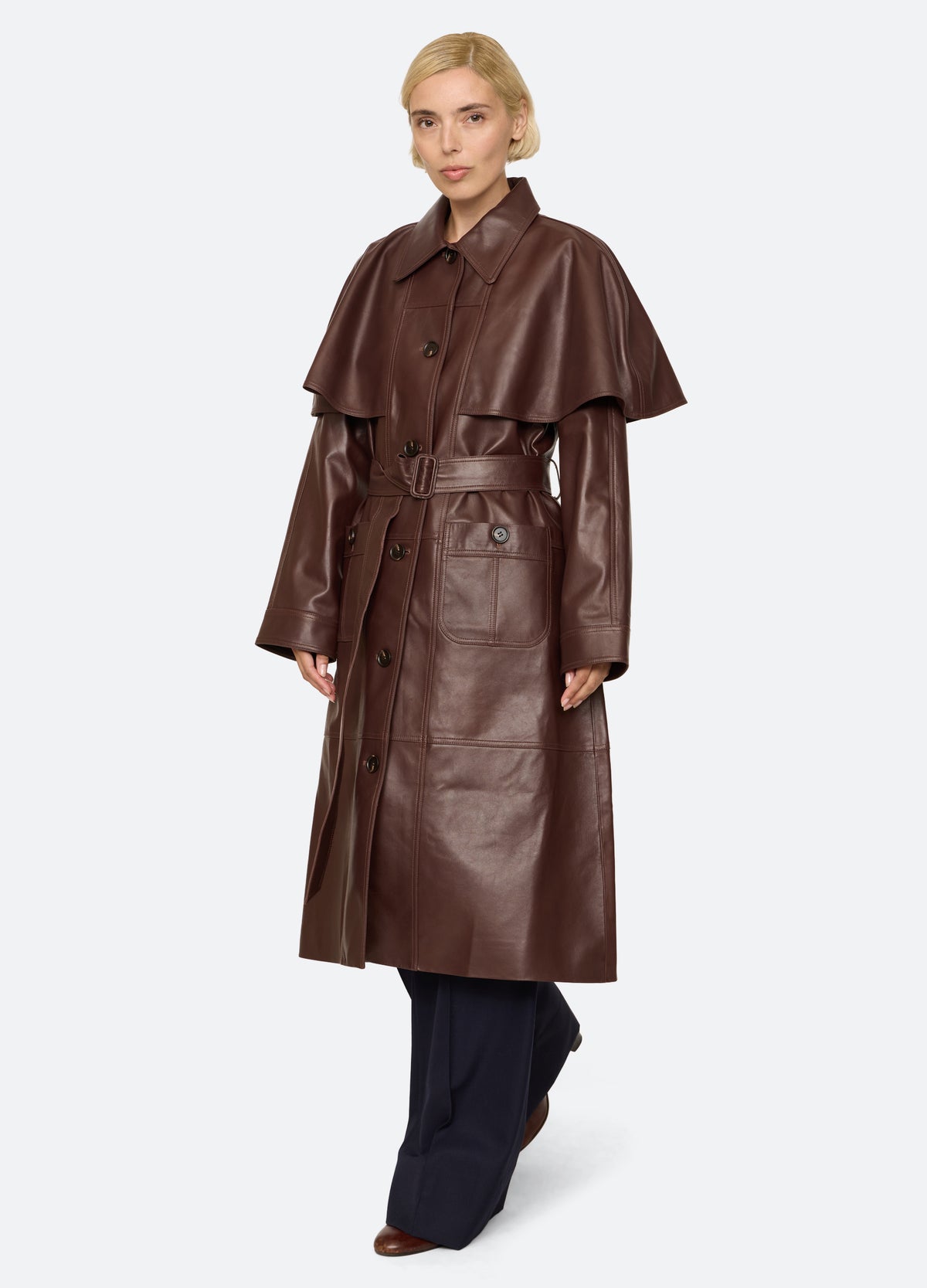 brown-caitlin coat-walking view - 3