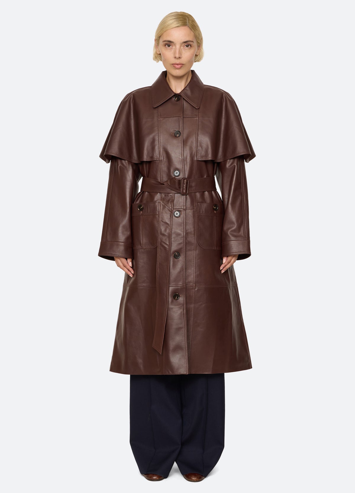 brown-caitlin coat-front view
