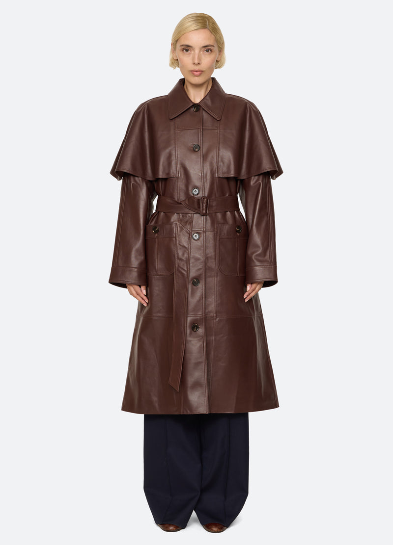 brown-caitlin coat-front view - 1