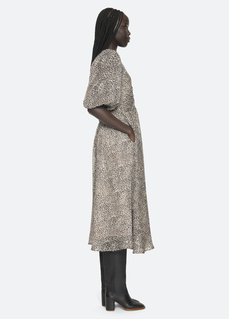 cream-charlize s/s dress-side view - 4