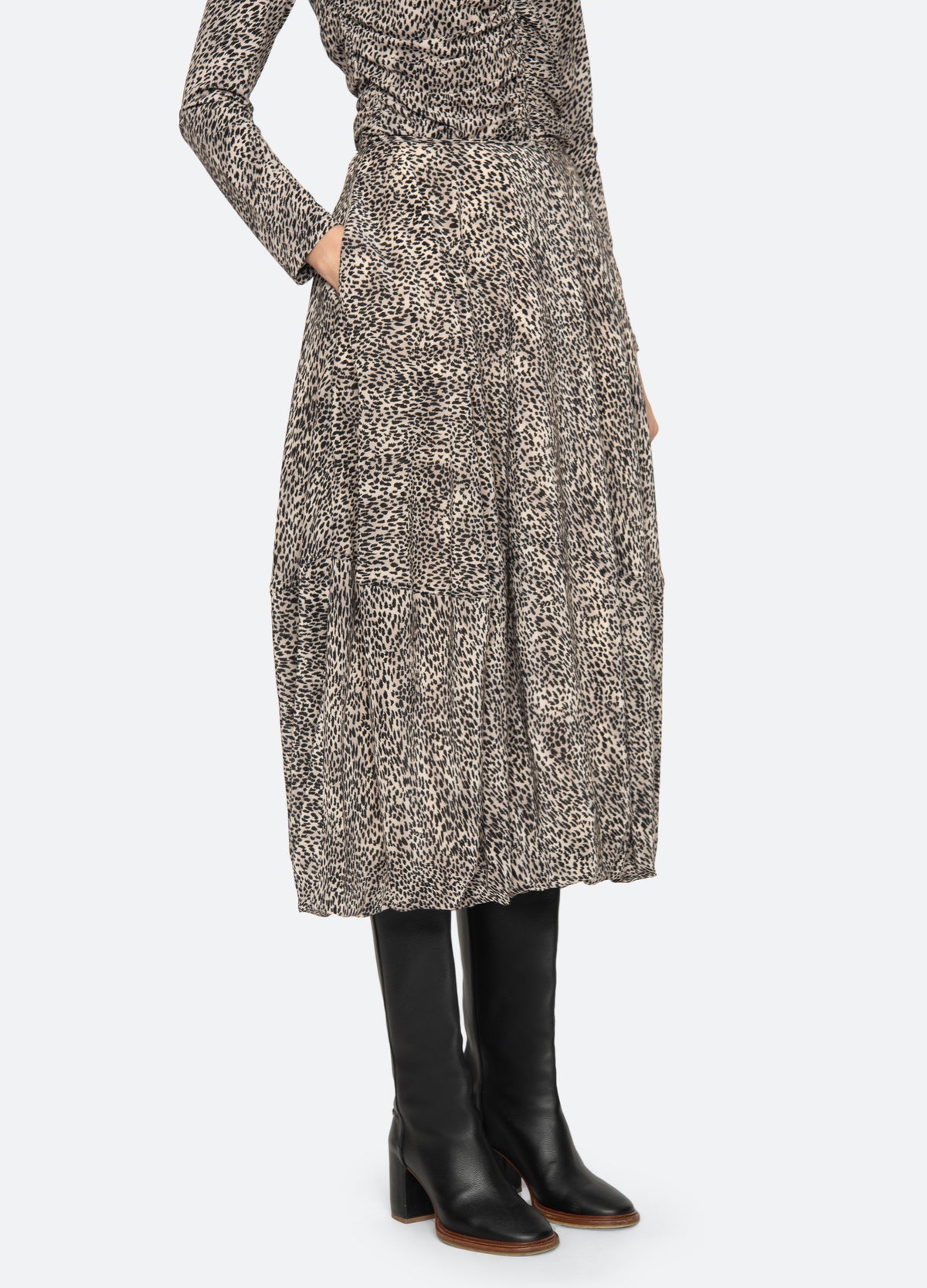 cream-charlize skirt-three quarter view - 5