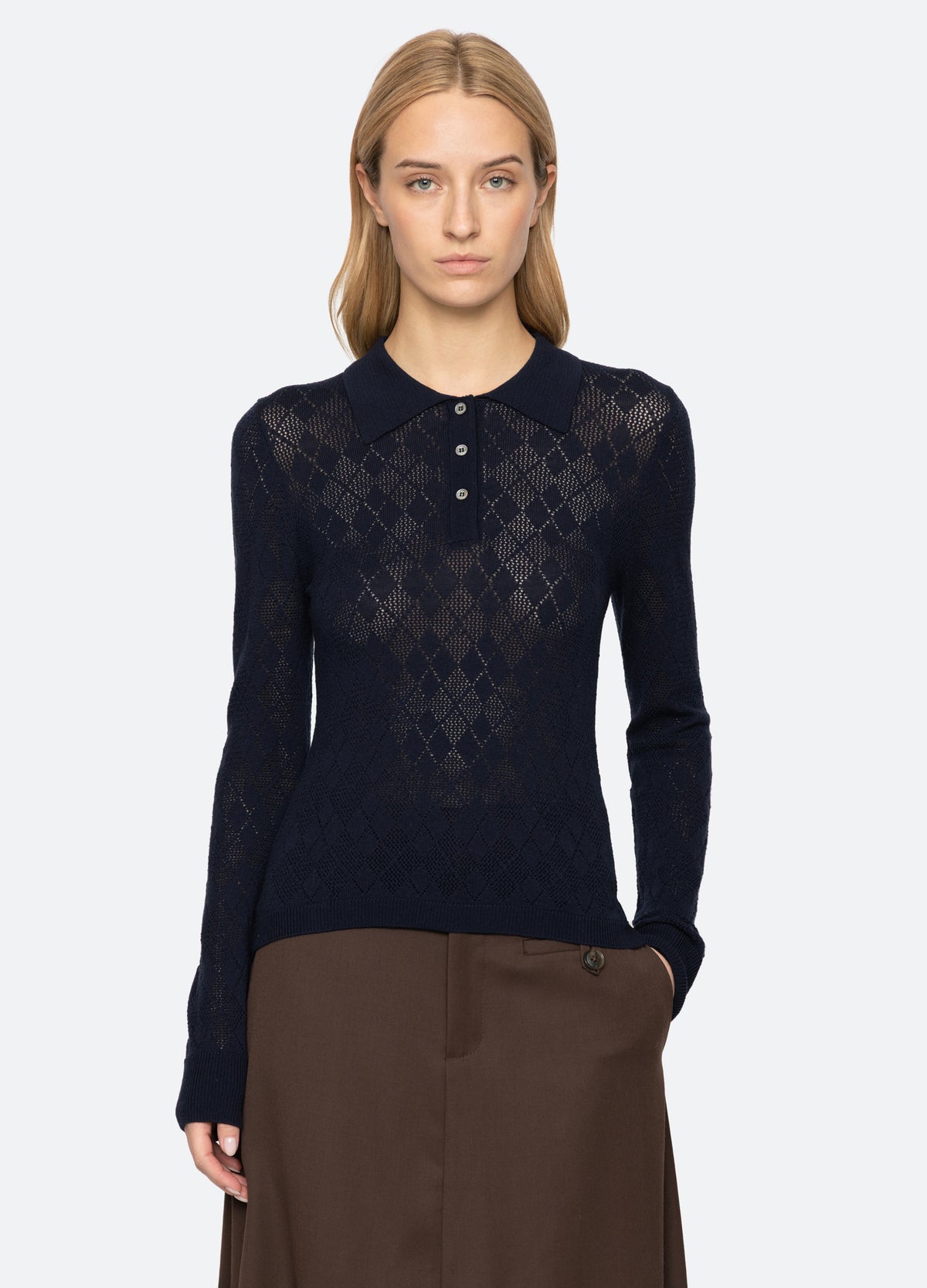 navy-jane polo sweater-front view