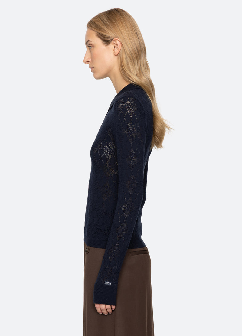 navy-jane polo sweater-side view - 3