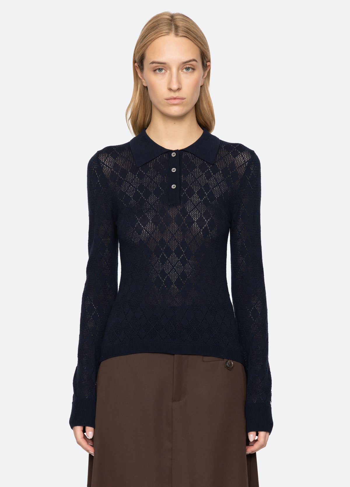 navy-jane polo sweater-front view 3 - 6