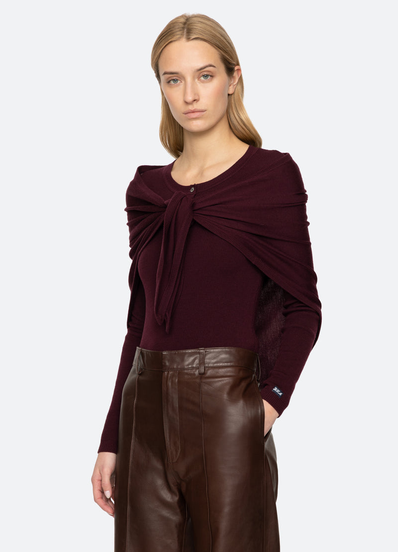 burgundy-jane sweater-three quarter view - 5