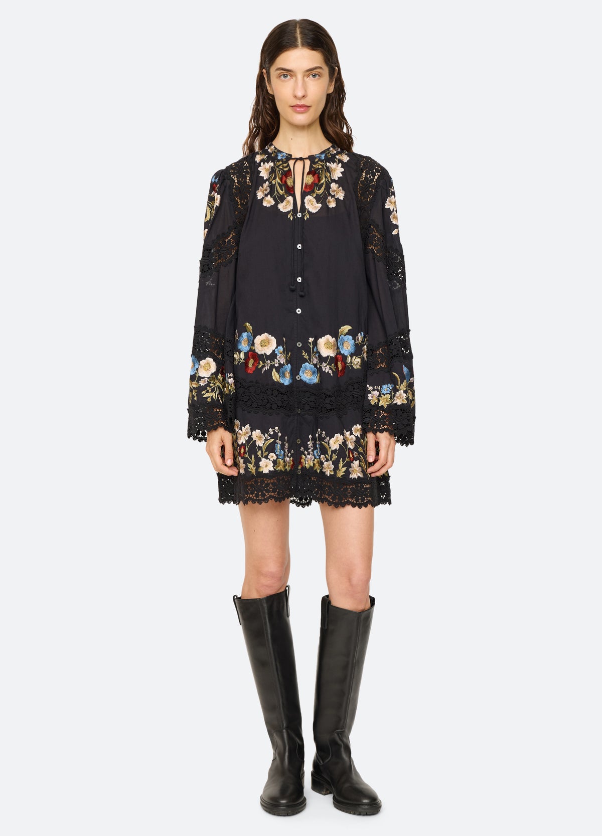 black-ruwa mini dress-front view