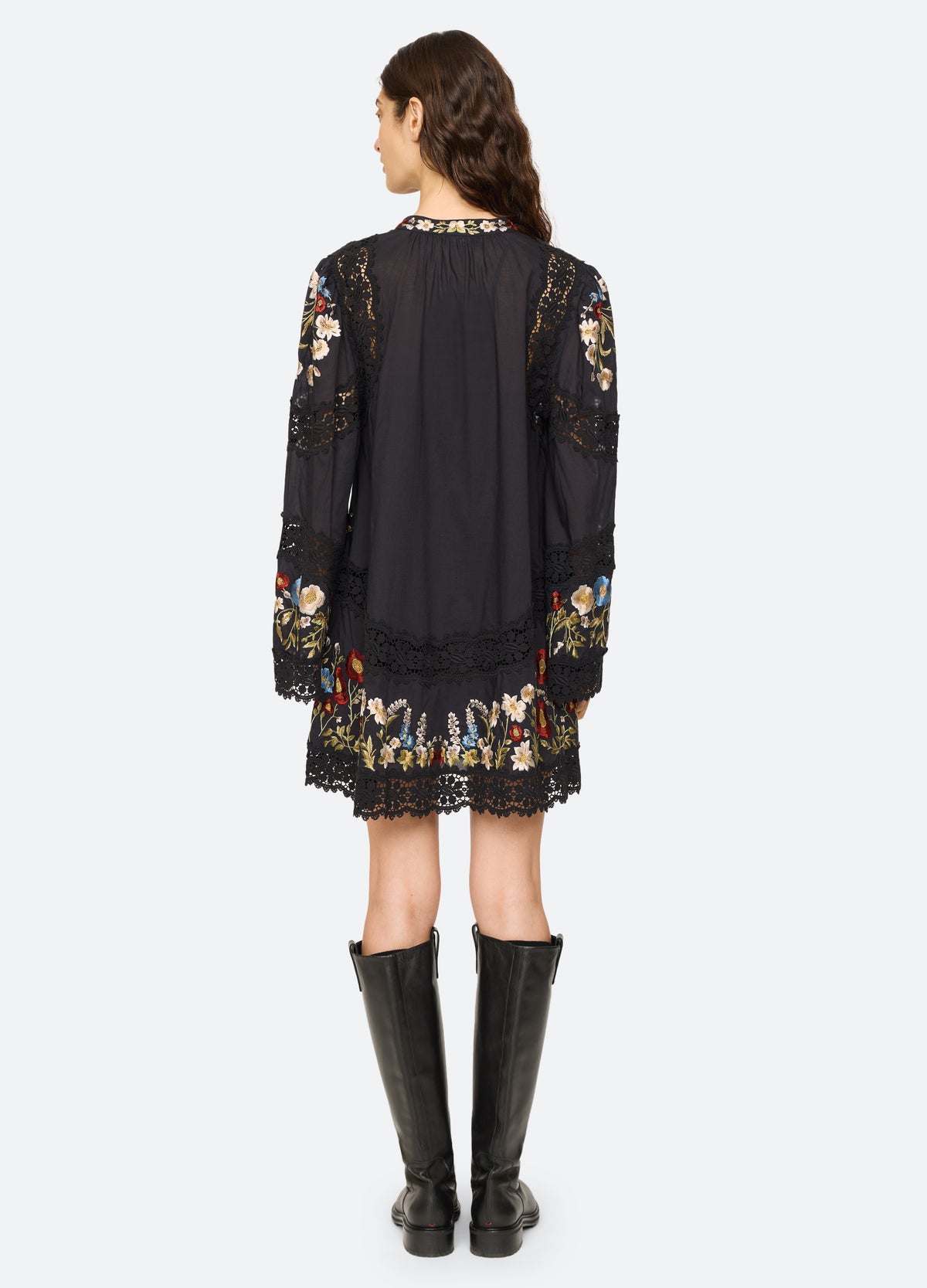 black-ruwa mini dress-back view - 2