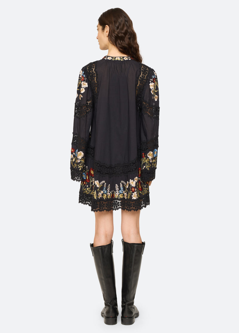 black-ruwa mini dress-back view - 2