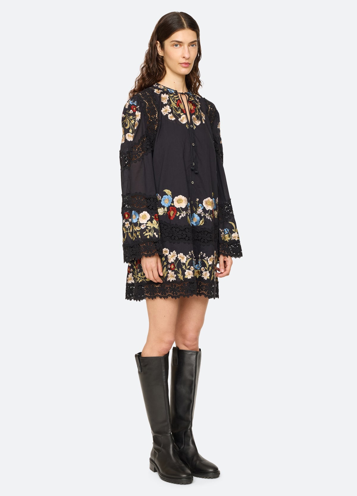 black-ruwa mini dress-three quarter view - 5