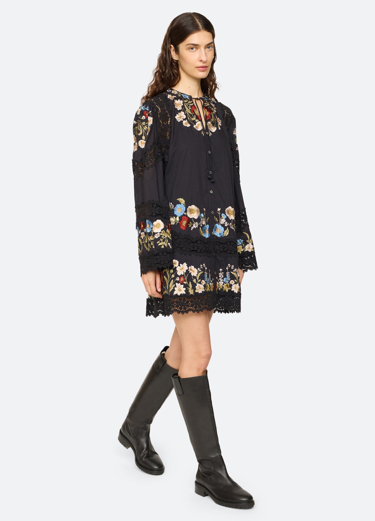 black-ruwa mini dress-walking view - 6