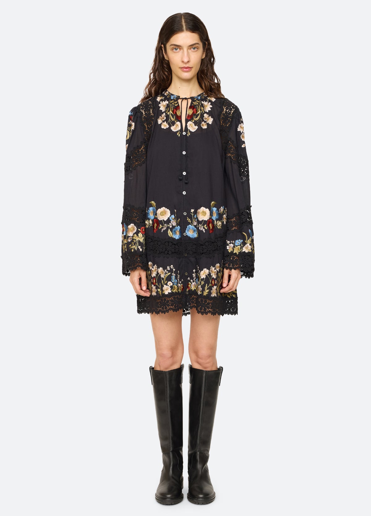 black-ruwa mini dress-front view 2 - 7