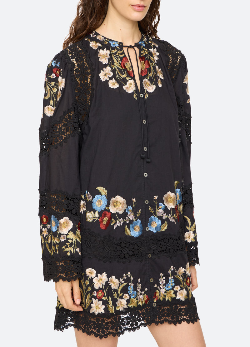 black-ruwa mini dress-detail view - 8