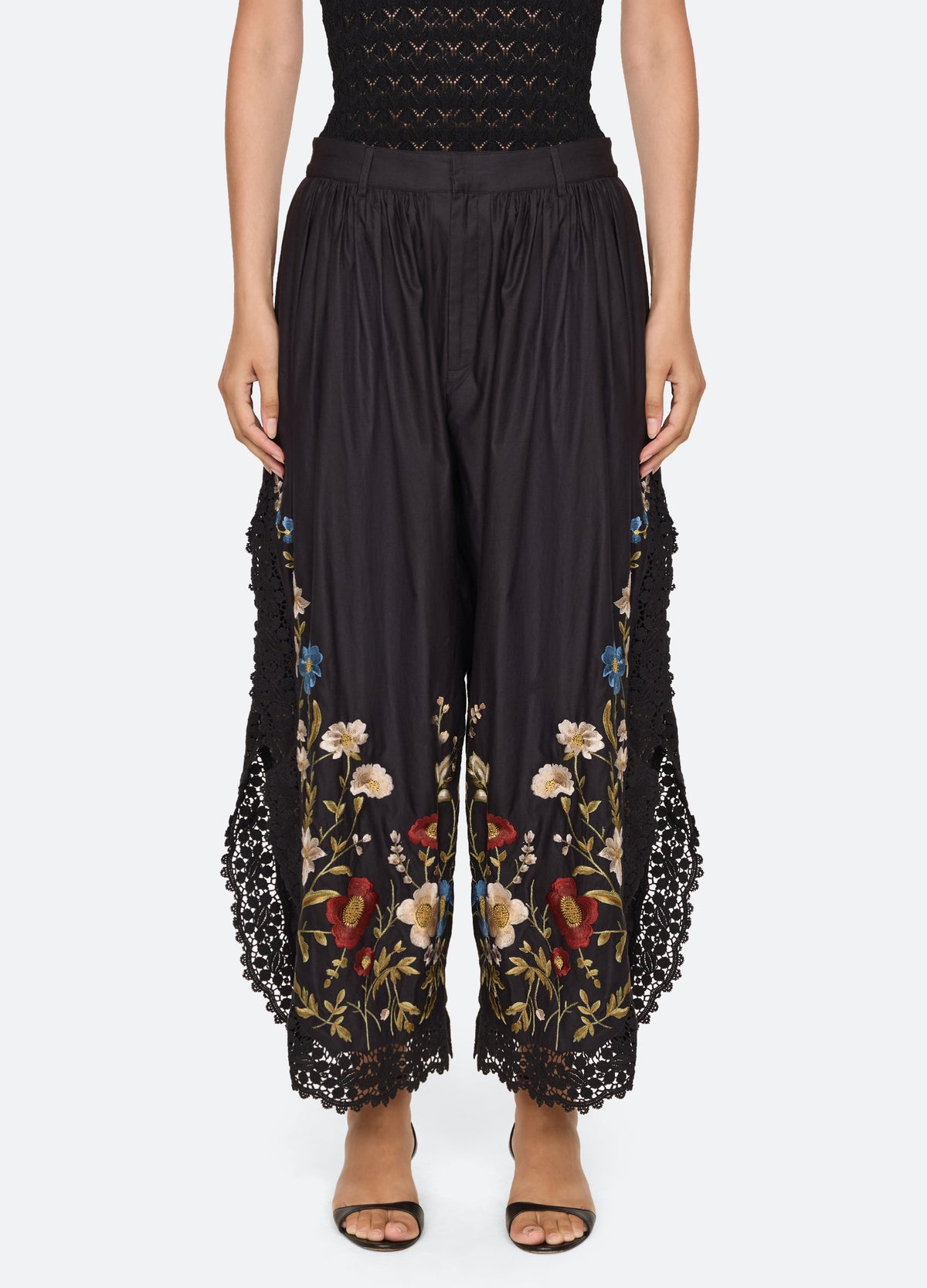 black-ruwa pants-front view