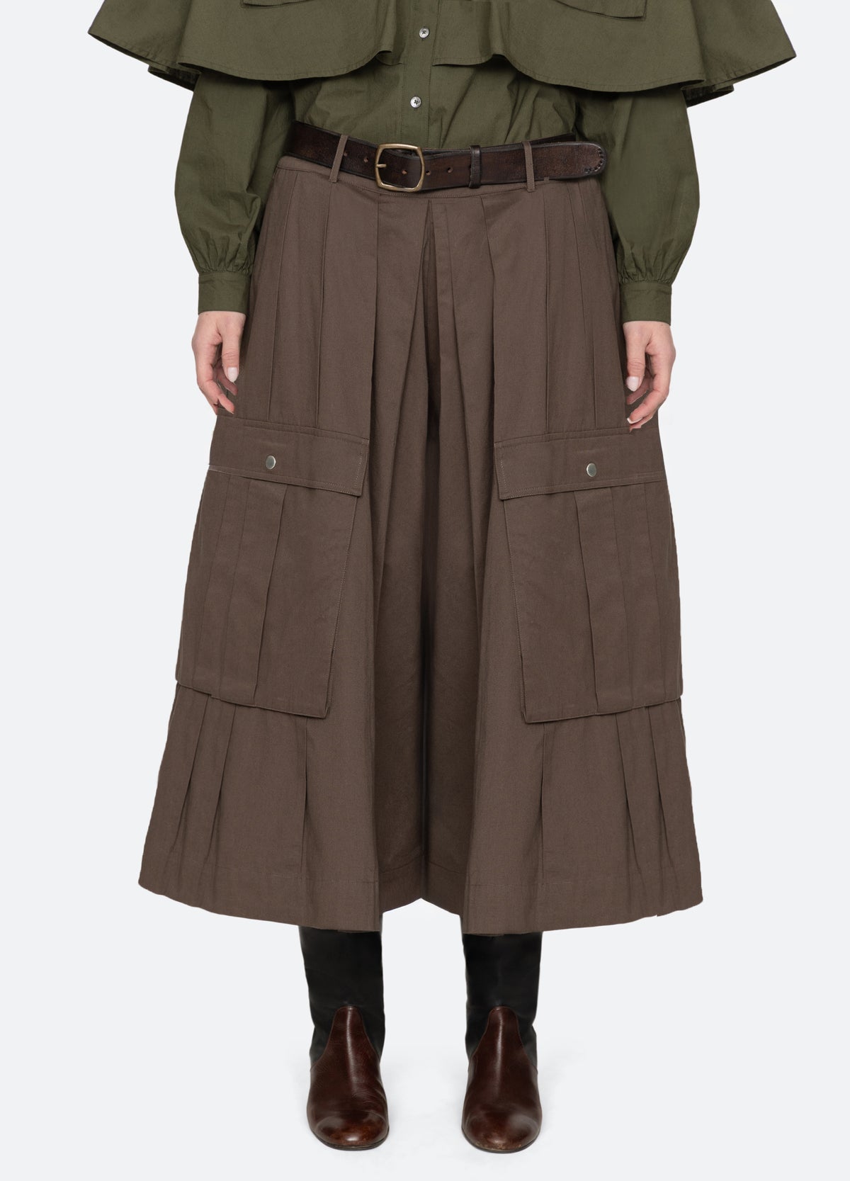 brown-tristan culottes-front view - 4
